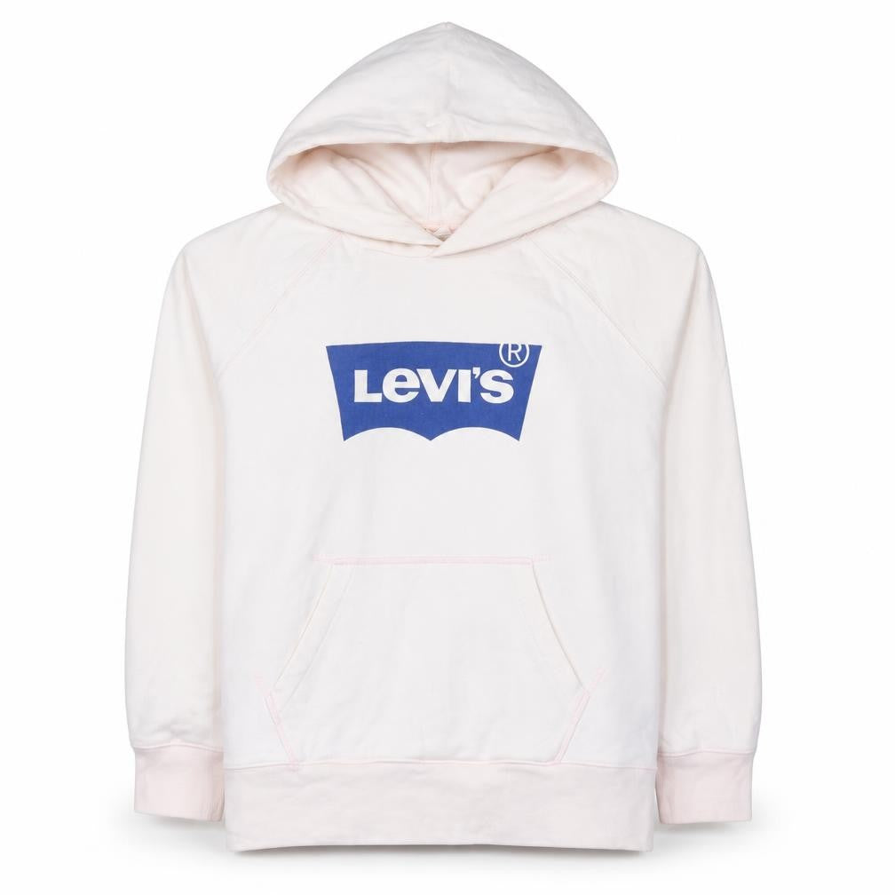 Levi's Women Beige Hooded Pullover Sweatshirt Medium Logo Graphic