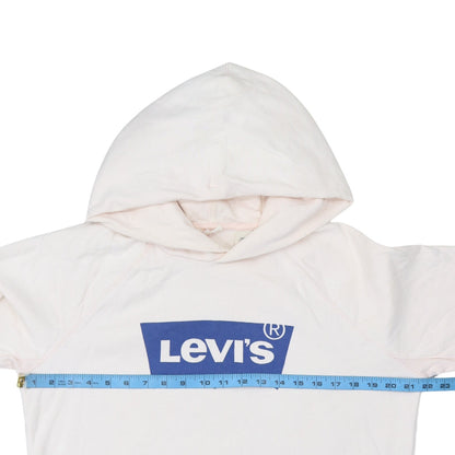 Levi's Women Beige Hooded Pullover Sweatshirt Medium Logo Graphic