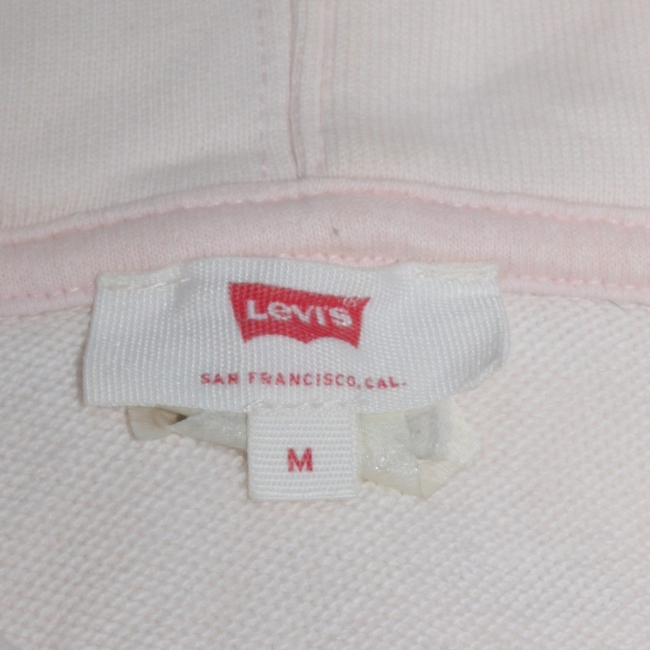 Levi's Women Beige Hooded Pullover Sweatshirt Medium Logo Graphic