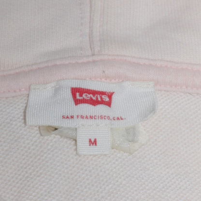 Levi's Women Beige Hooded Pullover Sweatshirt Medium Logo Graphic