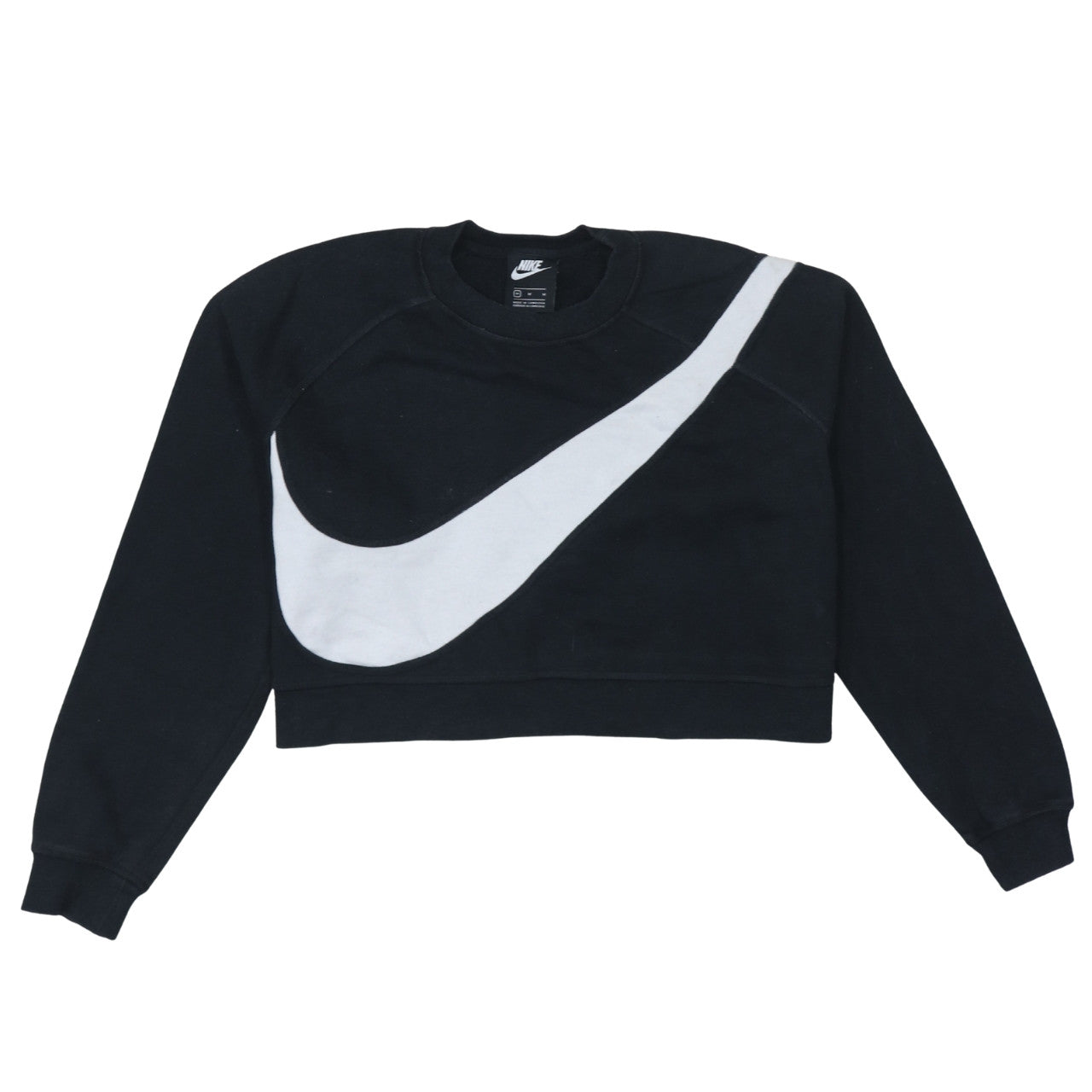 Nike Women Black Medium Cropped Pullover Sweatshirt Logo Print