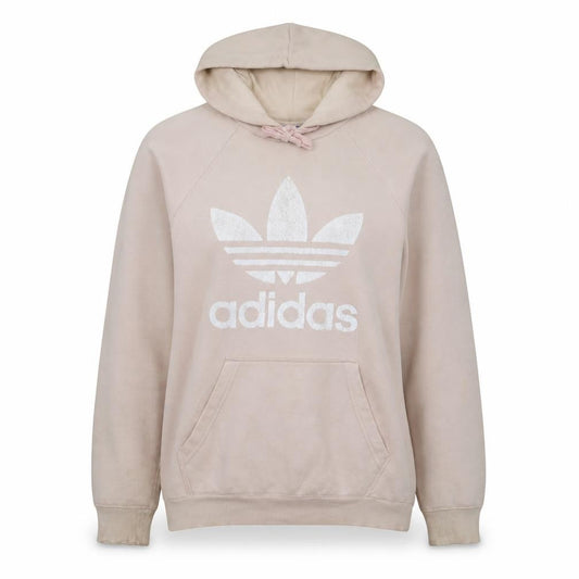 Adidas Women Beige Pullover Hoodie Medium Hooded Logo Sweatshirt
