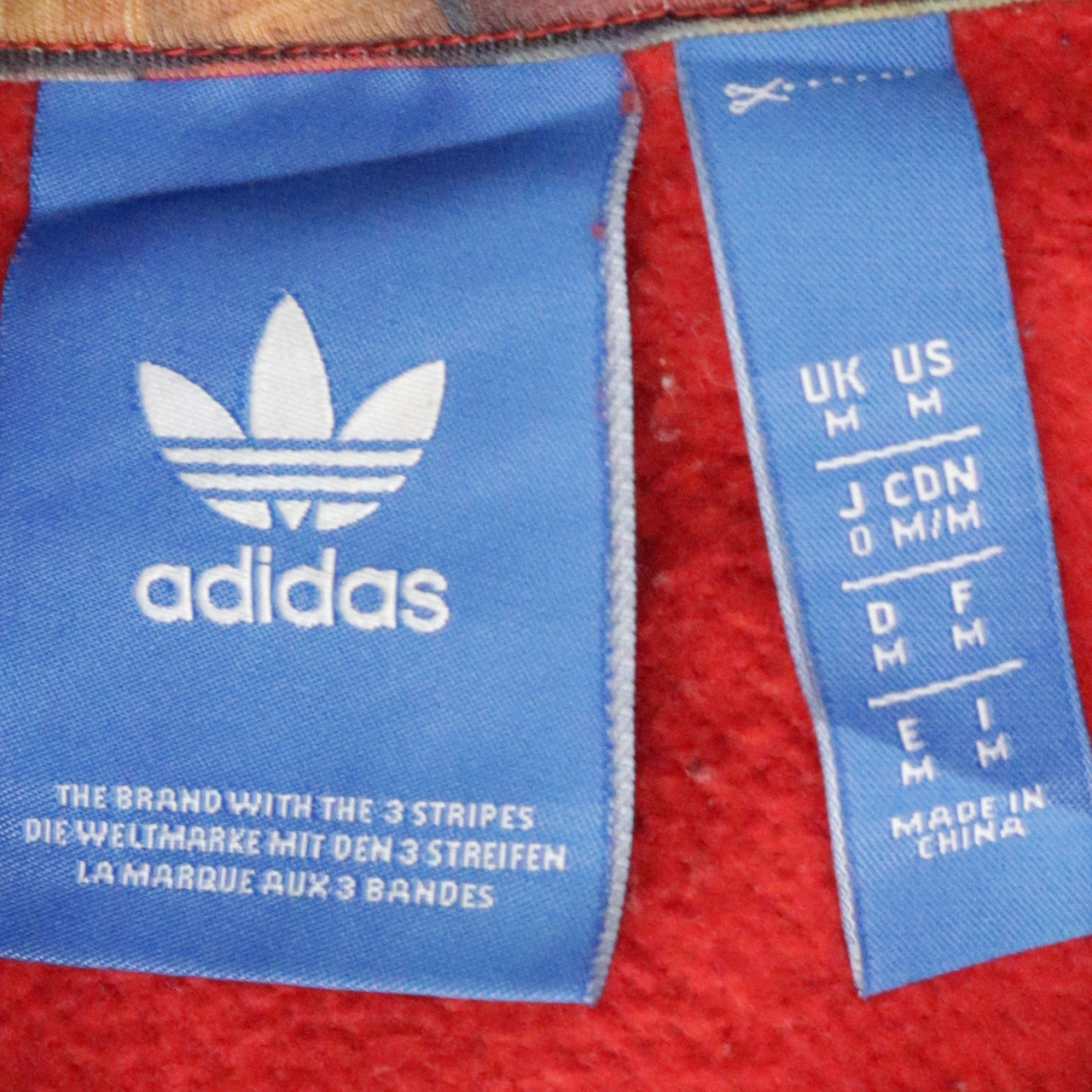 Adidas Mens Red Hoodie Pullover Large Graphic Print Logo Cotton