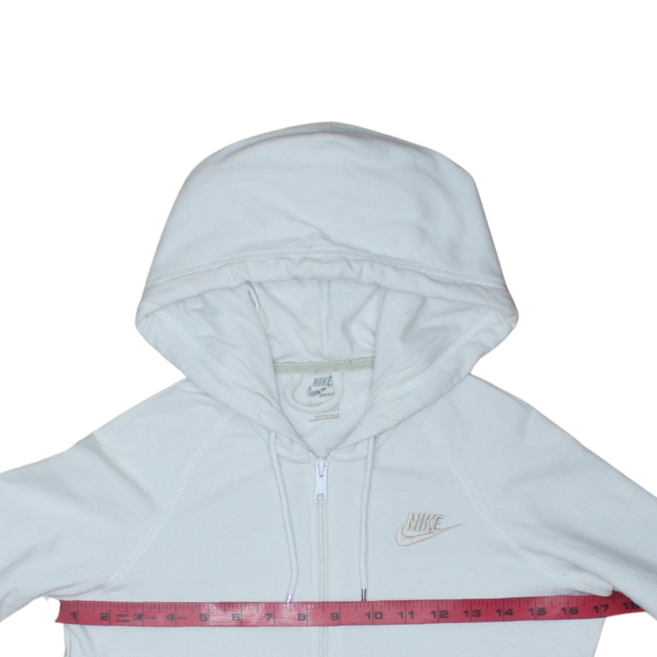 Nike Womens White Full Zip Hoodie Size 10 Cotton Blend Sportswear