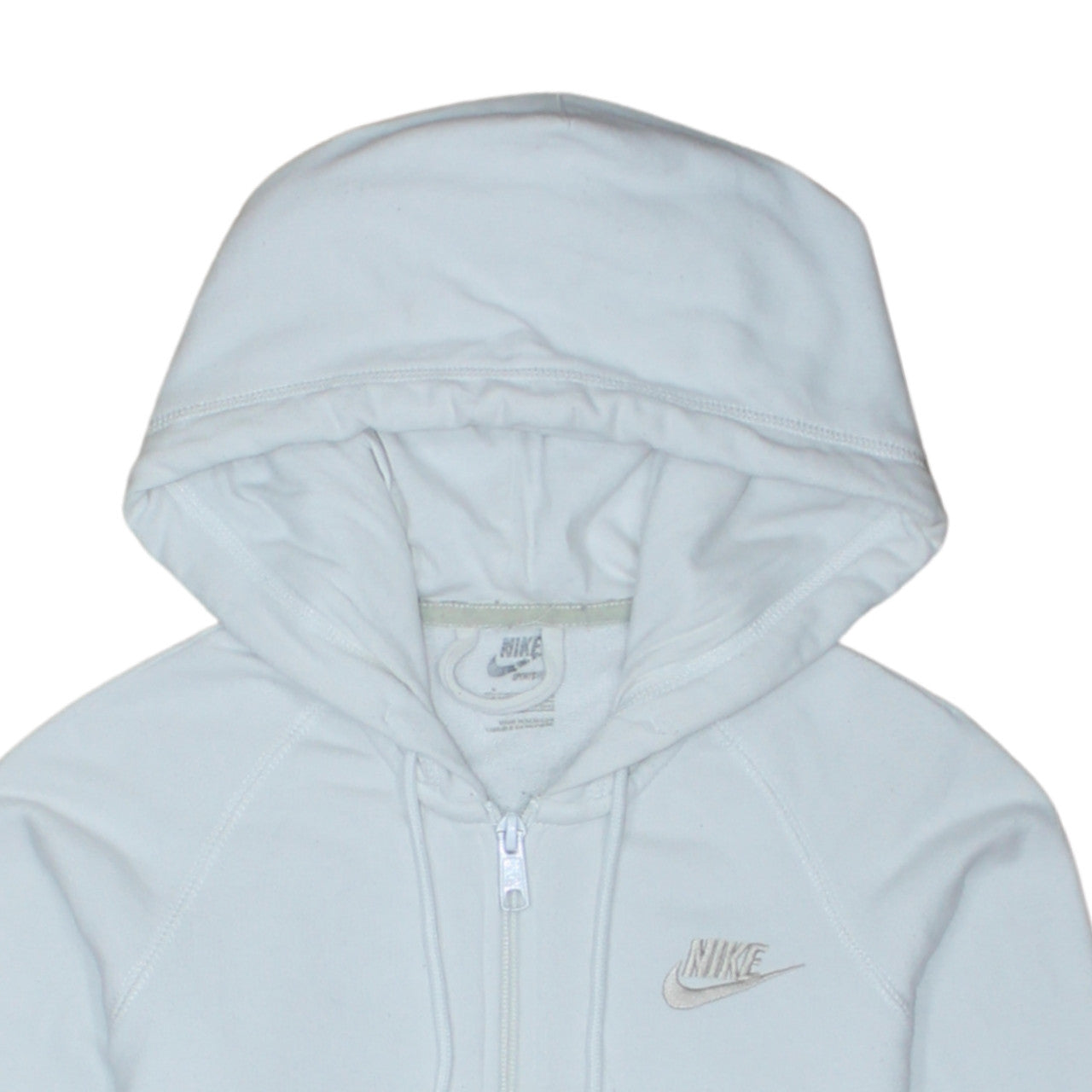 Nike Womens White Full Zip Hoodie Size 10 Cotton Blend Sportswear
