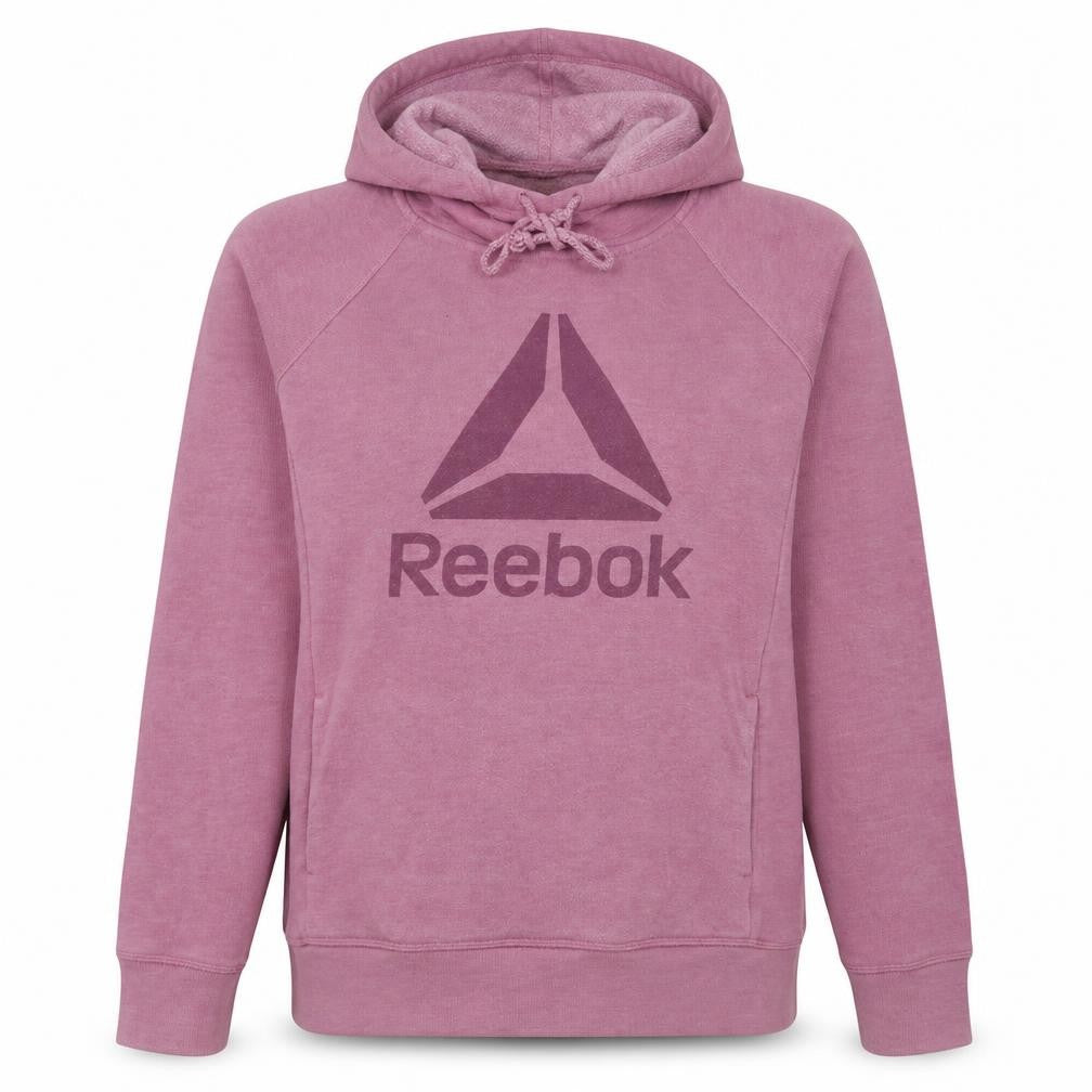 Reebok Womens Pink Pullover Hoodie Size L Cotton Blend Sportswear