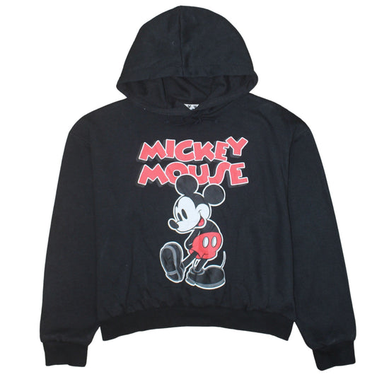 Disney Girls Black Mickey Mouse Pullover Hoodie L Graphic Print