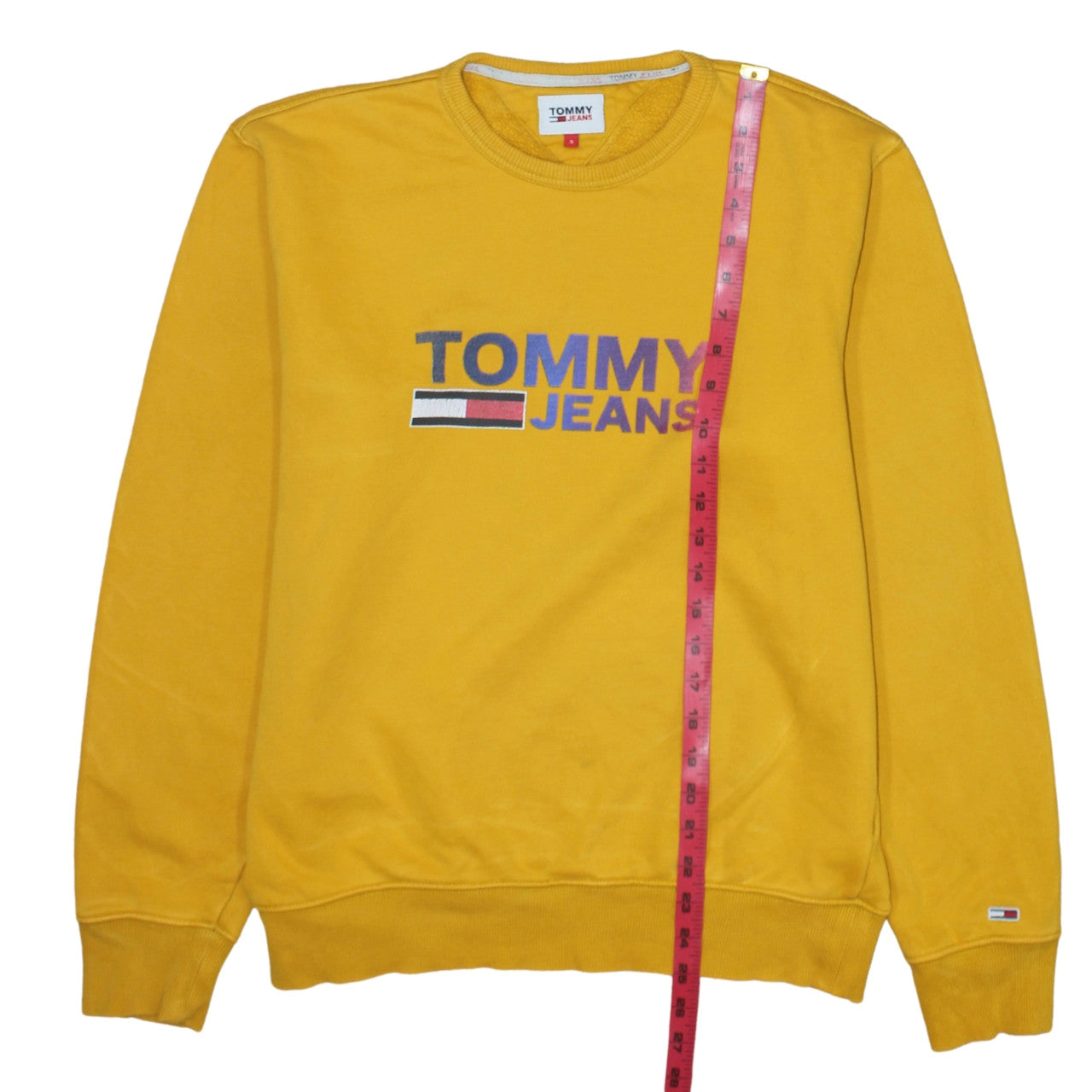 Tommy Jeans Men's Yellow Logo Crew Neck Sweatshirt Size S