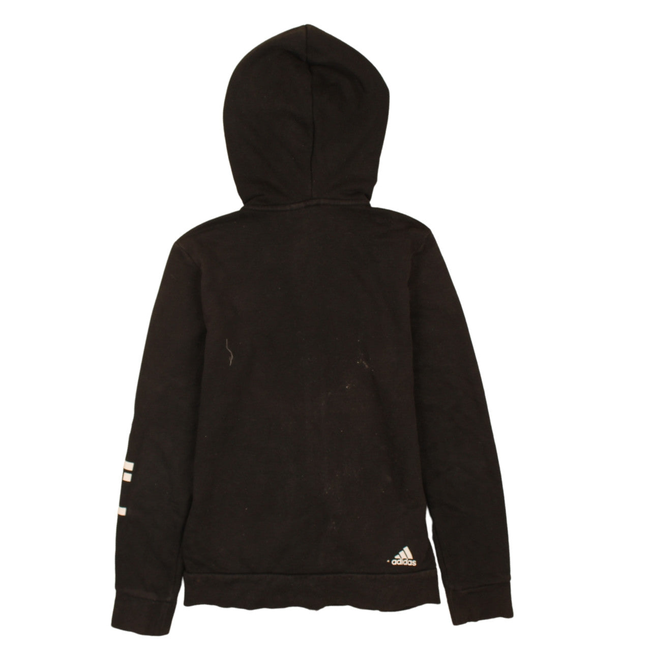 Adidas Womens Black Full Zip Hoodie Size M 12-14 Logo Sleeve