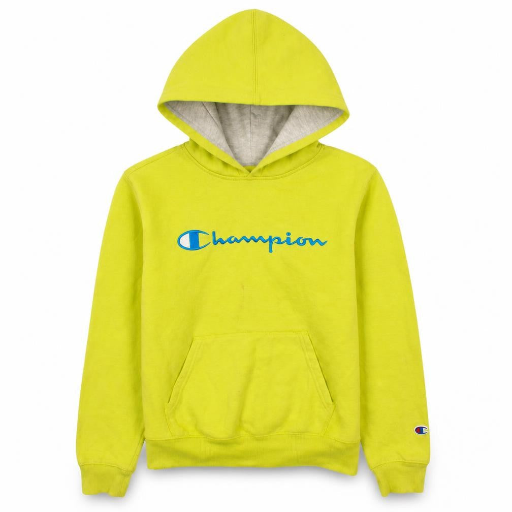 Champion Womens Yellow Pullover Hoodie L - Authentic Athletic Logo