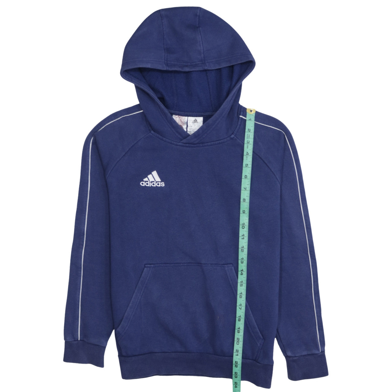 Adidas Boys Blue Pullover Hoodie 13-14 Years Cotton Blend Sportswear