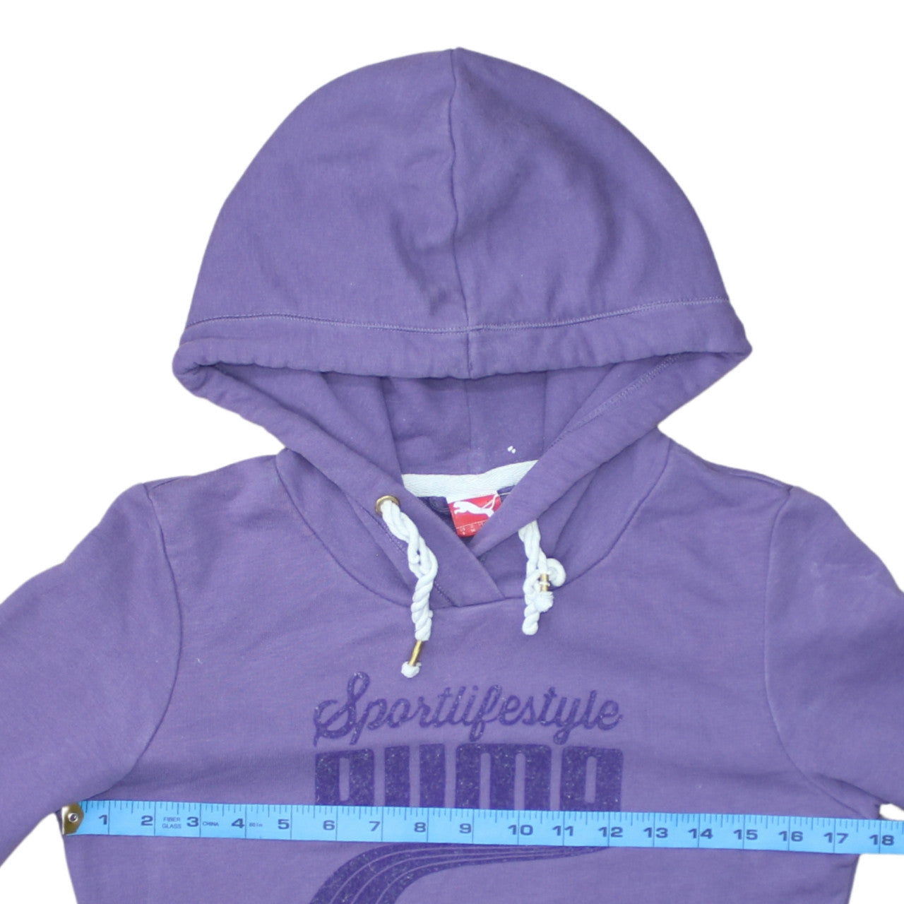Puma Womens Purple Pullover Hoodie UK 10 Cotton Blend Logo Print