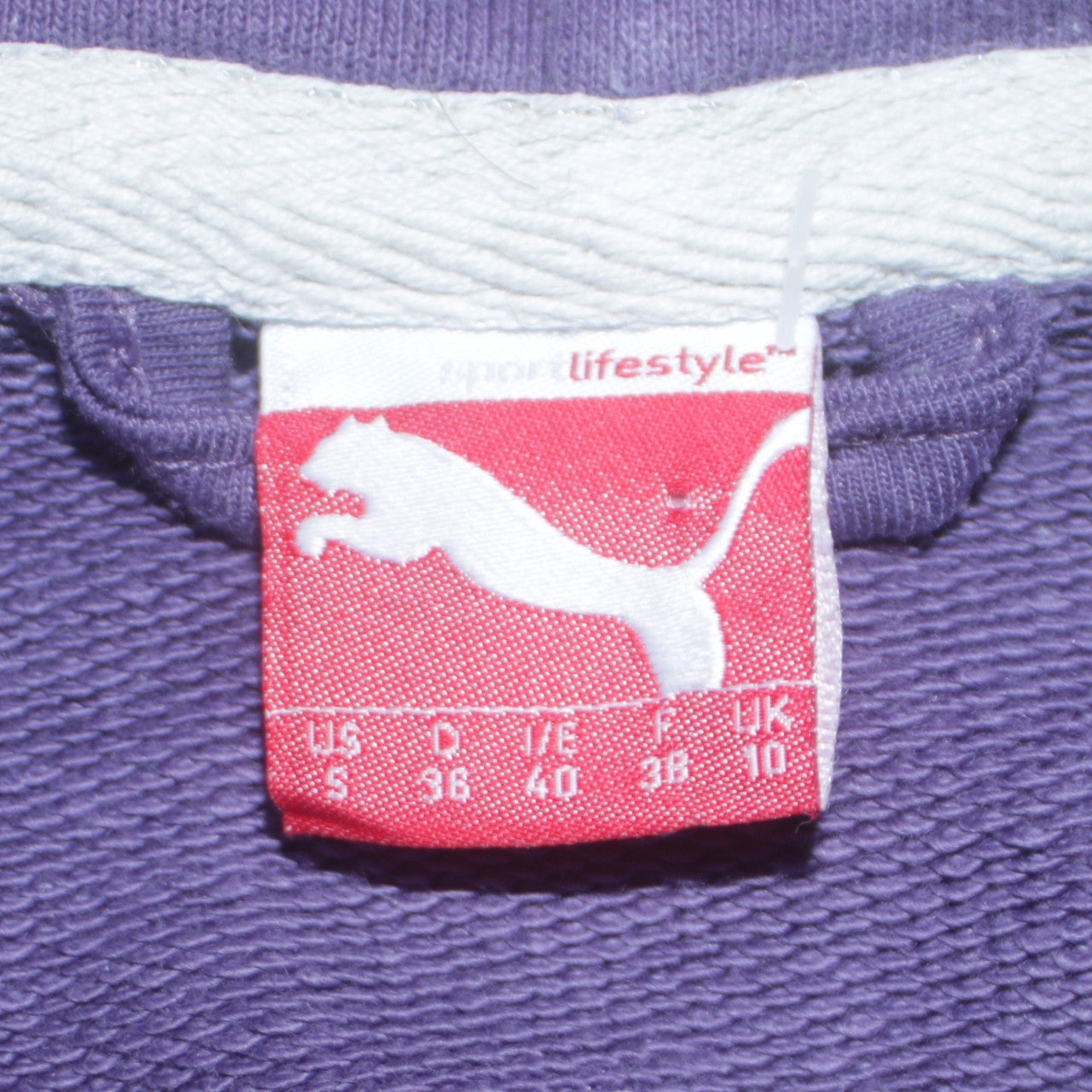Puma Womens Purple Pullover Hoodie UK 10 Cotton Blend Logo Print