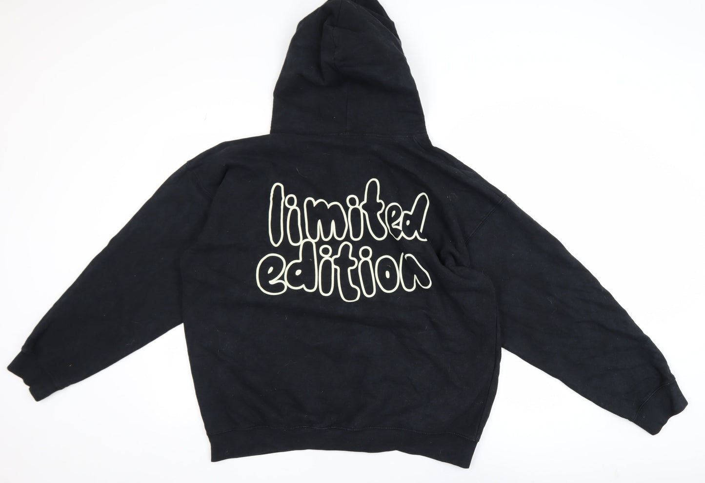 BoohooMAN Men's Black Pullover Hoodie Medium Graphic Limited Edition