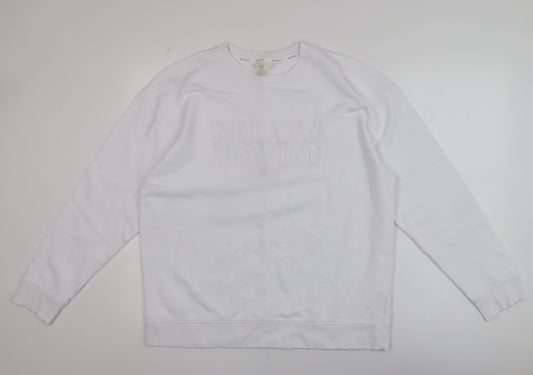 Marks and Spencer Women White Relax & Unwind Pullover Sweatshirt L