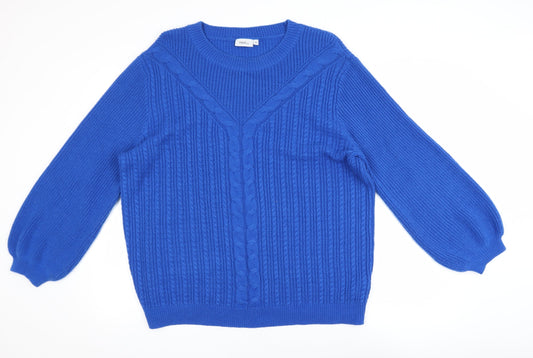 Next Women Blue Acrylic Cable Knit Crew Neck Jumper Size 20