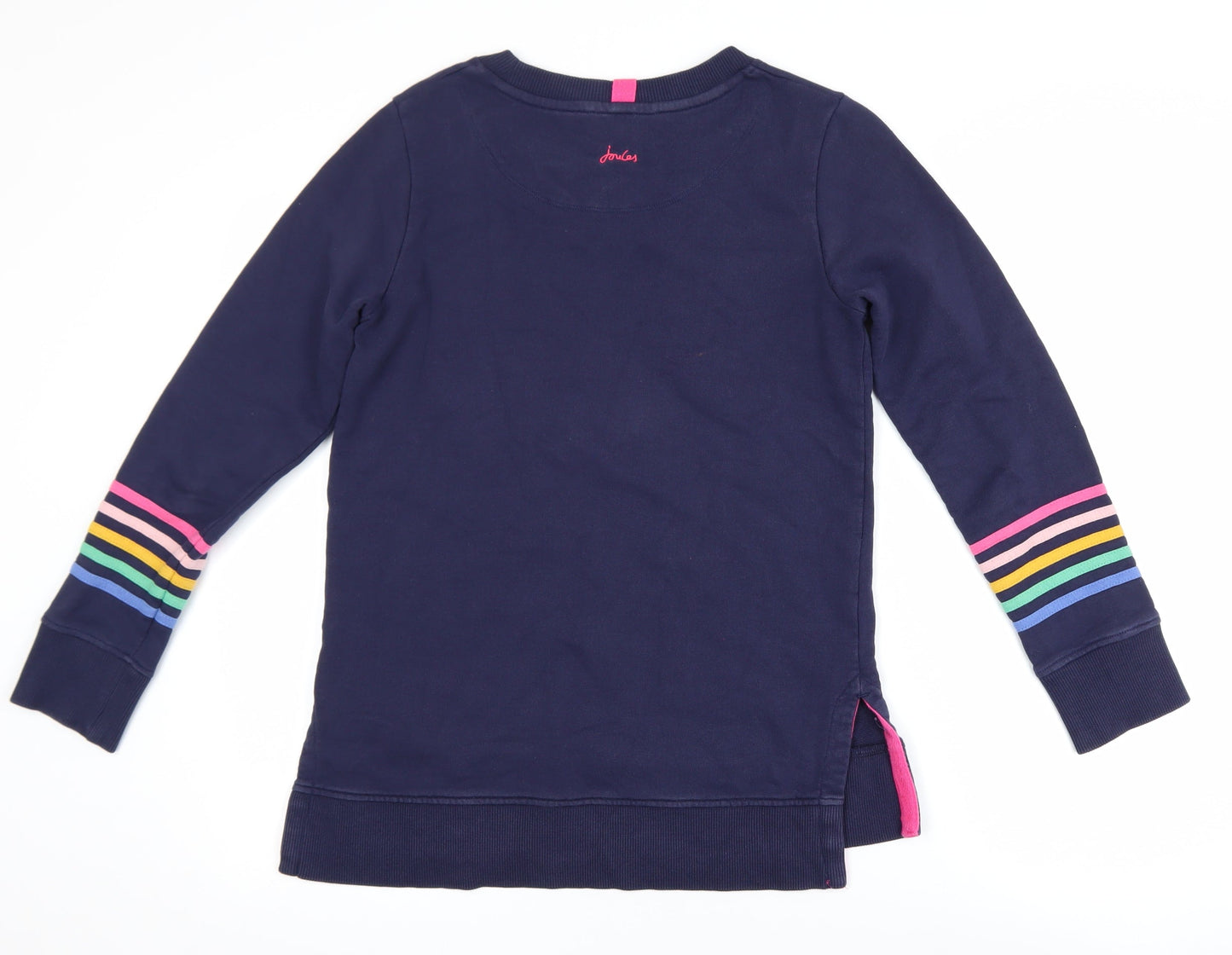 Joules Womens Blue Rainbow Stripe Cotton Crew Neck Jumper UK 8