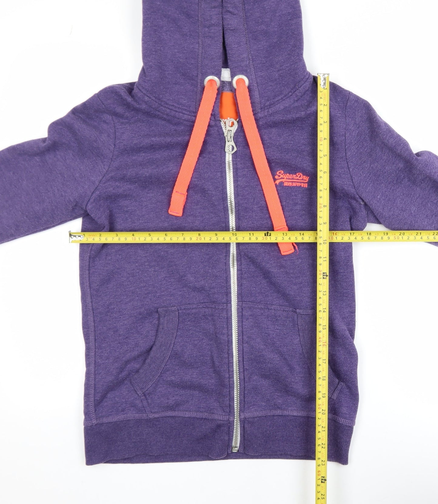 Superdry Women Purple Hooded Full Zip Fleece Jacket Size M