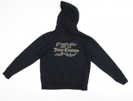 Juicy Couture Girls Black Pullover Hoodie 10-11Y Logo Fleece Sweatshirt