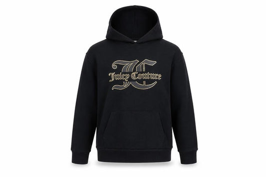Juicy Couture Girls Black Pullover Hoodie 10-11Y Logo Fleece Sweatshirt
