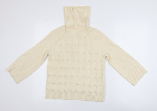Somerset by Alice Temperley Women’s Ivory Roll Neck Wool Blend Jumper Size 10