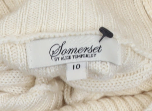 Somerset by Alice Temperley Women’s Ivory Roll Neck Wool Blend Jumper Size 10