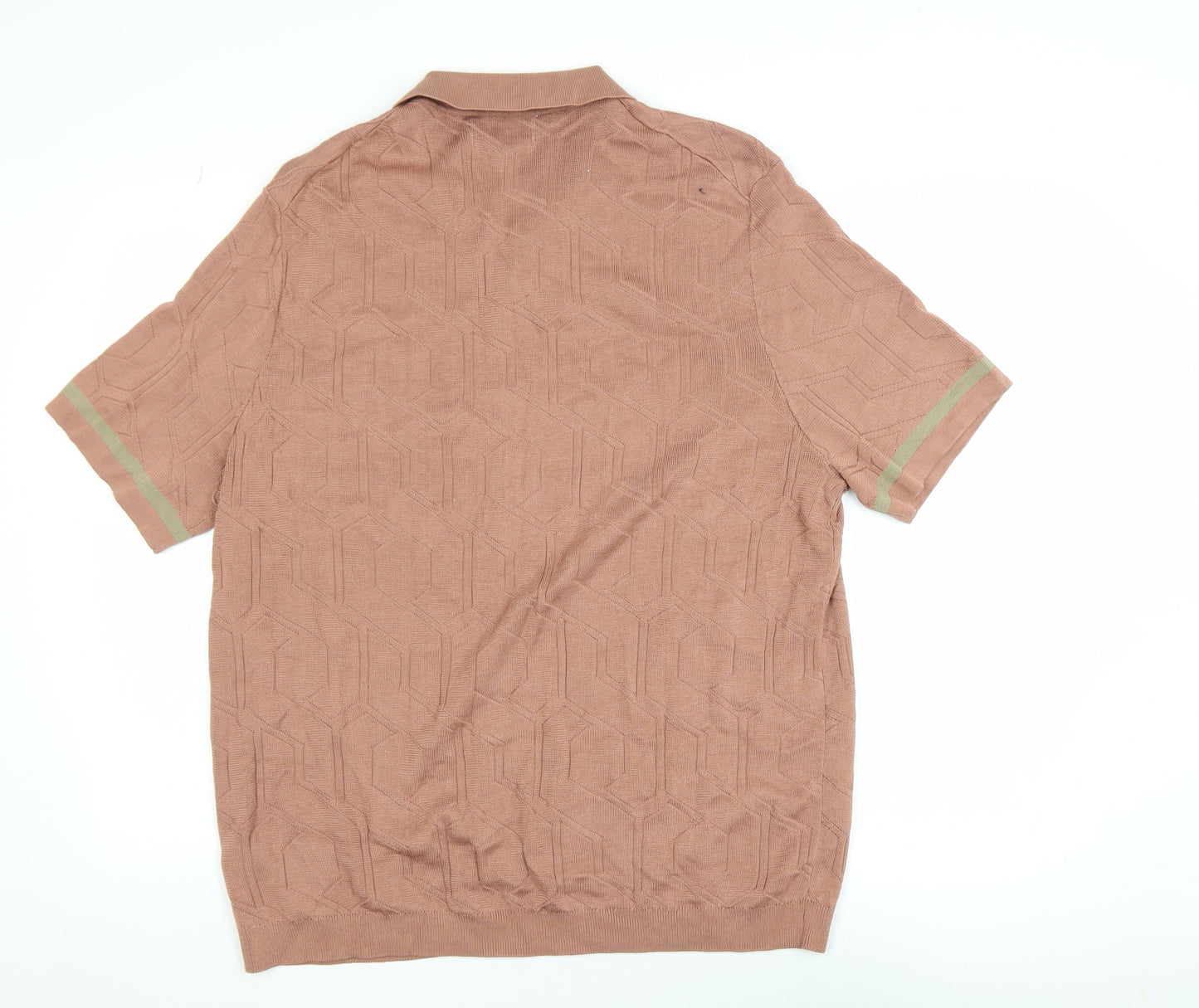Marks and Spencer Autograph Men's Brown 2XL Cotton Geometric Polo