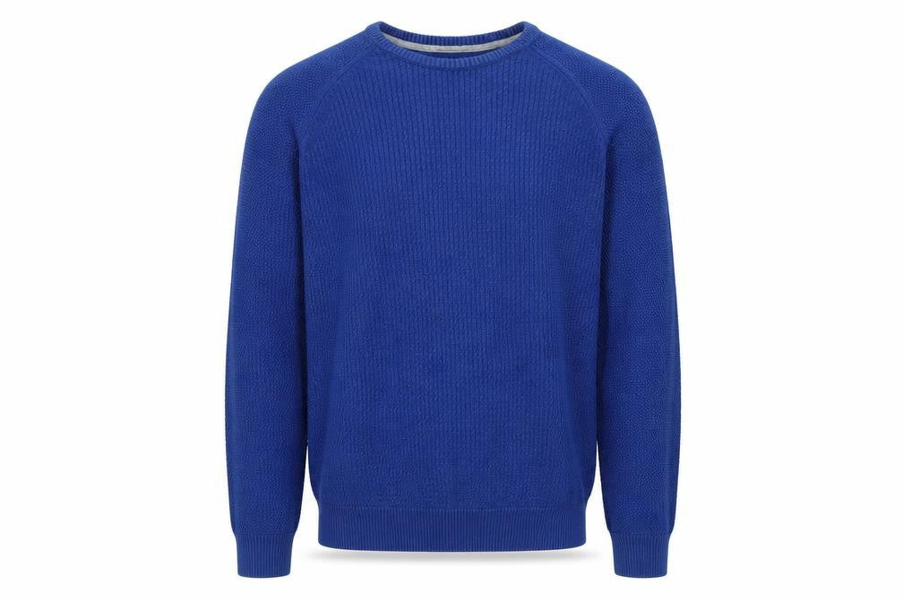 Marks & Spencer Mens Blue Cotton Waffle Knit Jumper XL Regular Fit