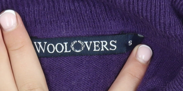 WoolOvers Womens Purple Merino Wool Cashmere Roll Neck Jumper Size S
