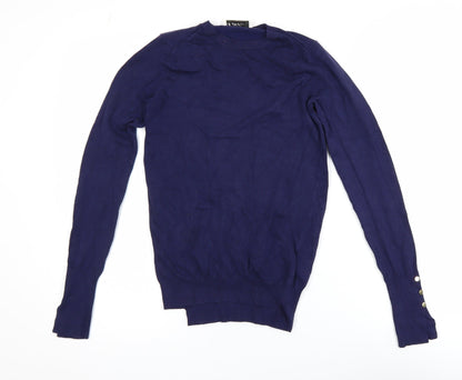 Zara Women Blue Knit Pullover Jumper Size 8 Crew Neck