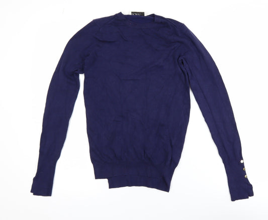 ZARA Women Blue Knit Pullover Jumper Size 8 Crew Neck