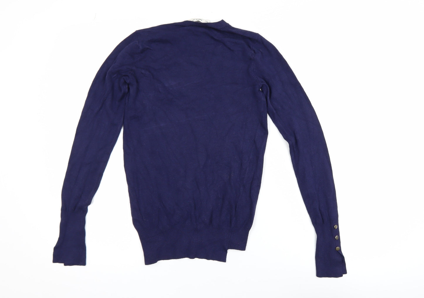 ZARA Women Blue Knit Pullover Jumper Size 8 Crew Neck