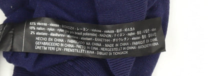 Zara Women Blue Knit Pullover Jumper Size 8 Crew Neck