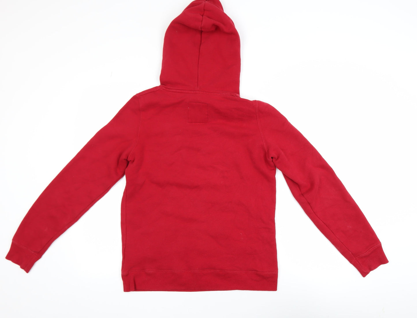 Hollister Women Red Hoodie S Pullover Cotton Blend Logo Design