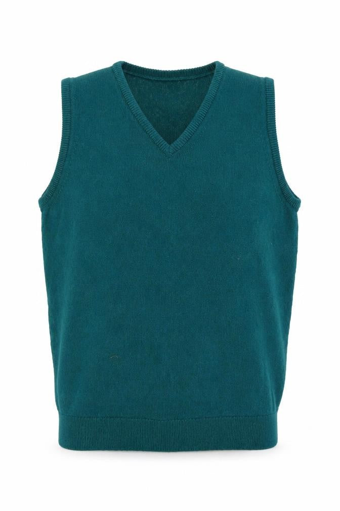 Glenbrae Men's Green Lambswool V-Neck Sleeveless Vest Jumper S