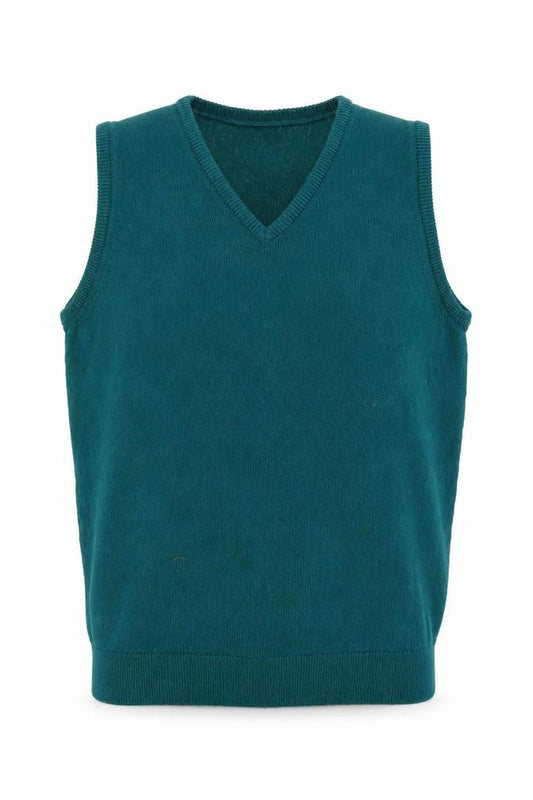 Glenbrae Men's Green Lambswool V-Neck Sleeveless Vest Jumper S