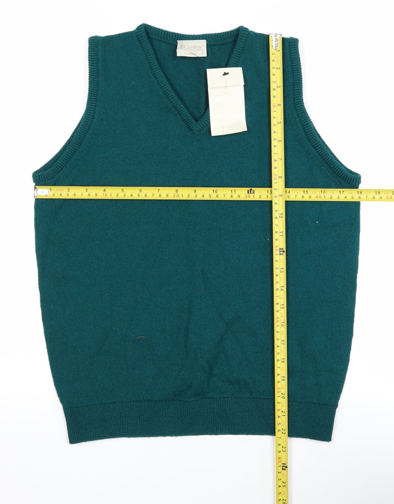 Glenbrae Men's Green Lambswool V-Neck Sleeveless Vest Jumper S