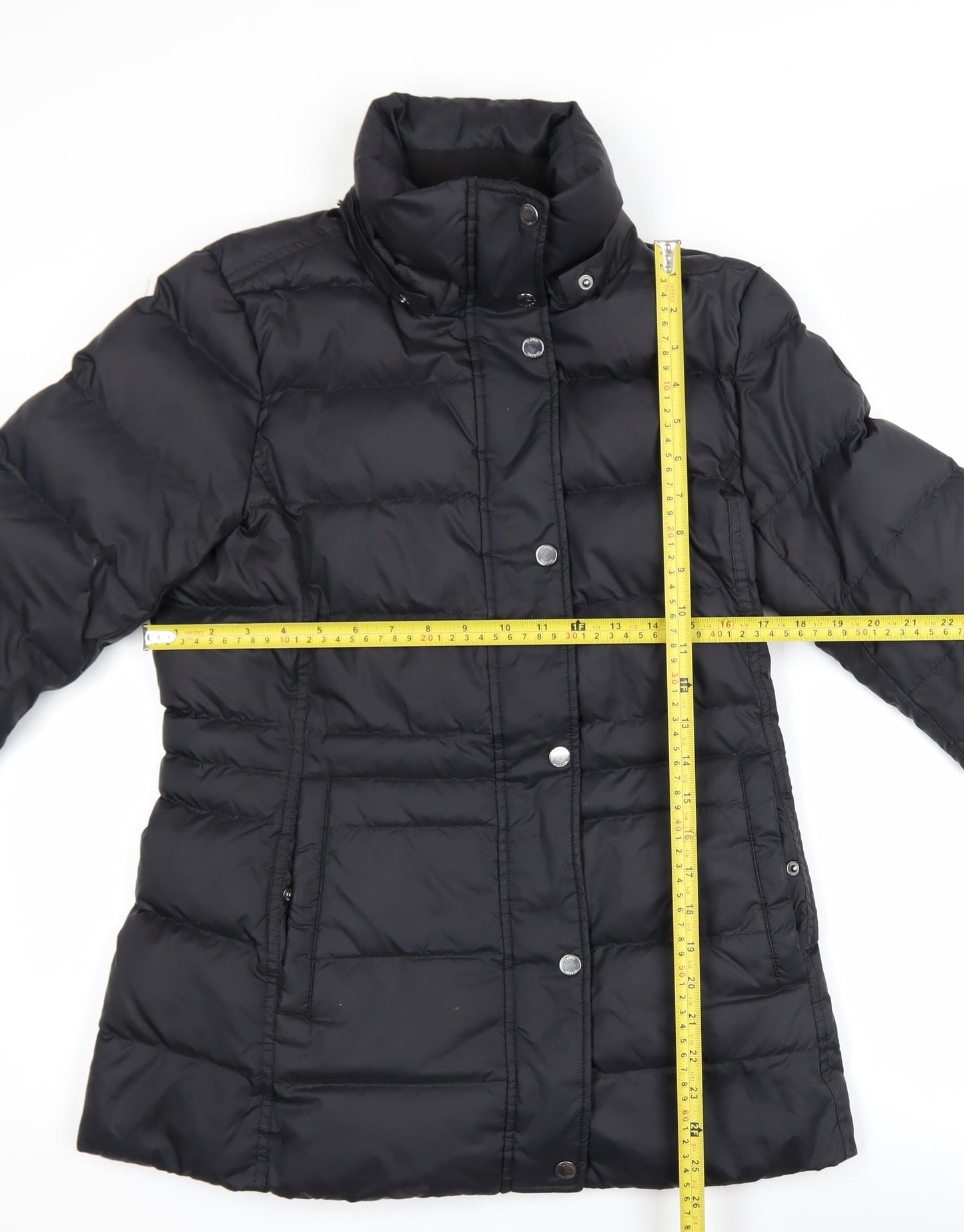 Tommy Hilfiger Women's Black Puffer Jacket Size S Mid-Length Winter Coat