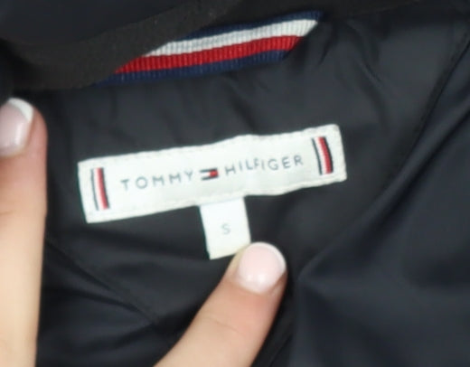Tommy Hilfiger Women's Black Puffer Jacket Size S Mid-Length Winter Coat