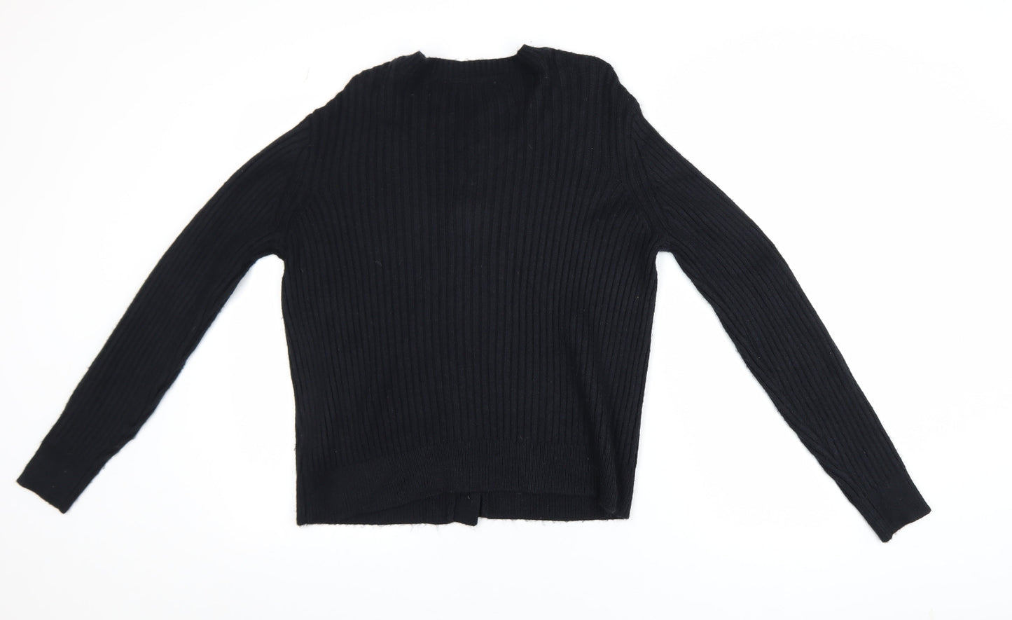 Marks and Spencer Women's Black Ribbed Knit Cardigan M