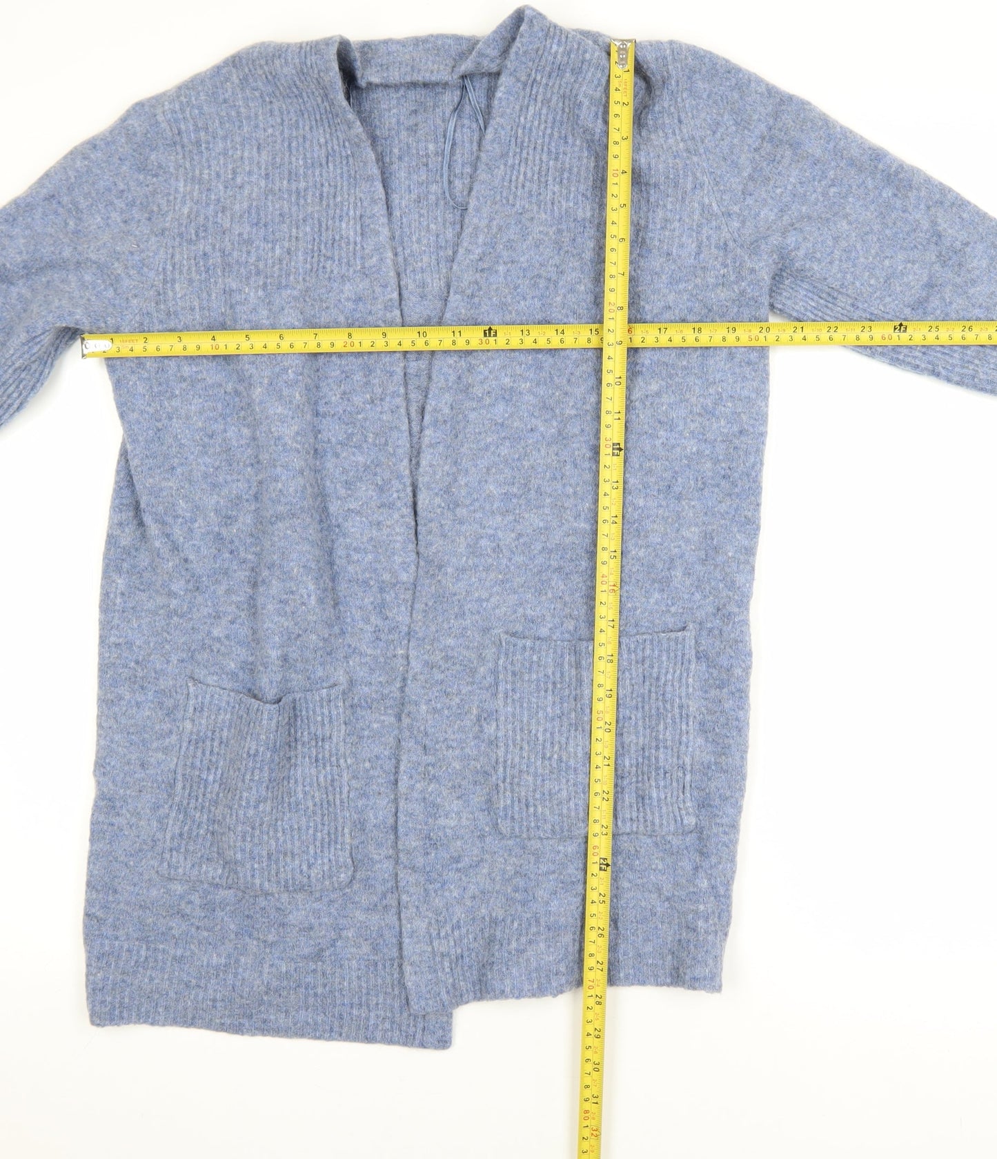 White Stuff Women’s Blue Wool Blend Open-Front Cardigan Size 12