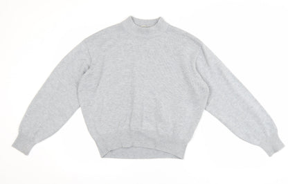 H&M Women’s Grey Mock Neck Long Sleeve Wool Blend Pullover Jumper XS