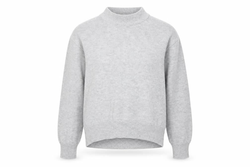 H&M Women’s Grey Mock Neck Long Sleeve Wool Blend Pullover Jumper XS