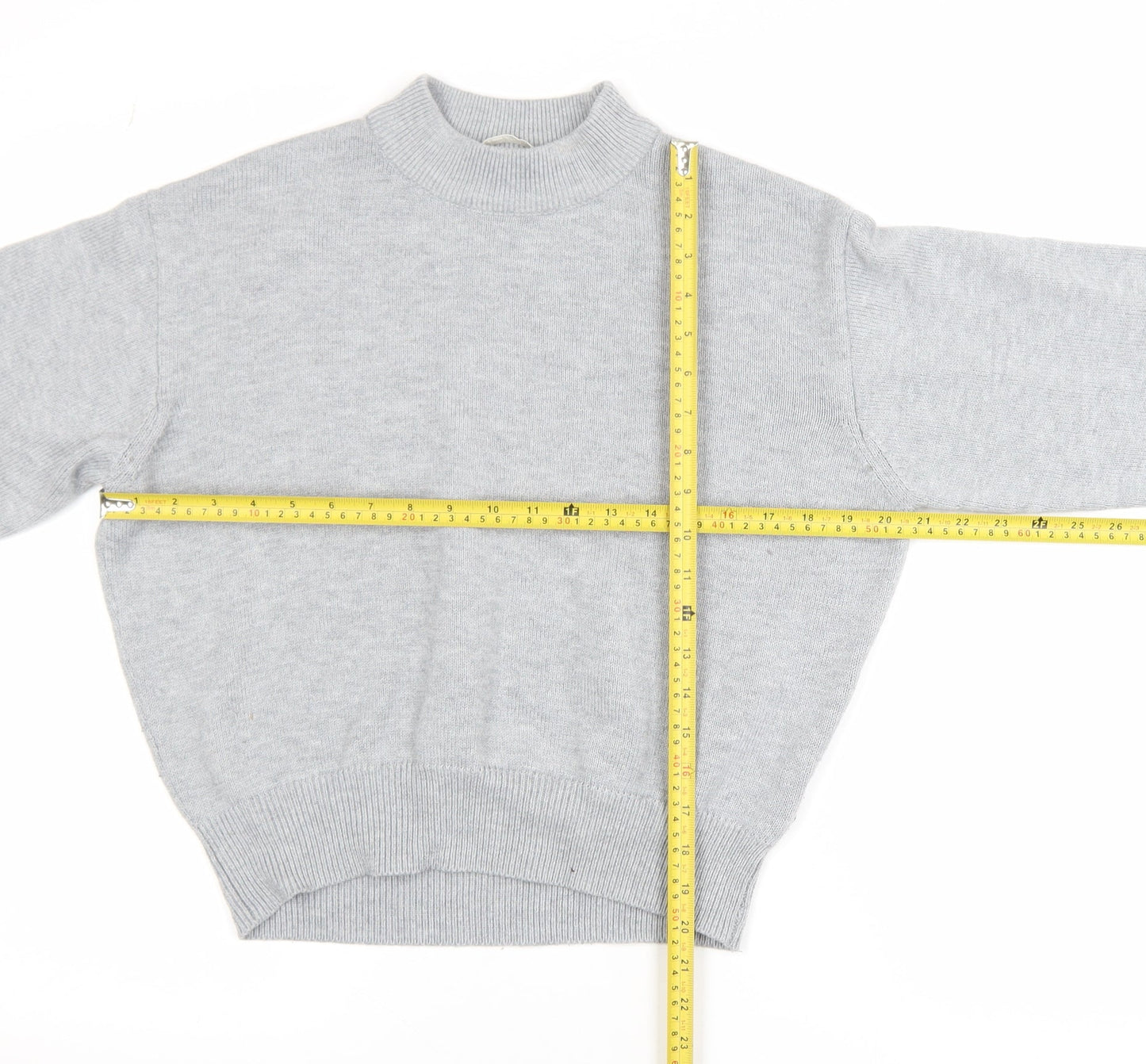 H&M Women’s Grey Mock Neck Long Sleeve Wool Blend Pullover Jumper XS
