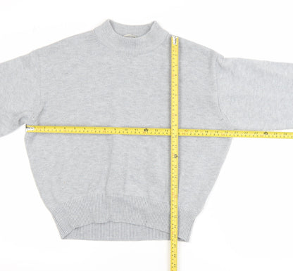 H&M Women’s Grey Mock Neck Long Sleeve Wool Blend Pullover Jumper XS