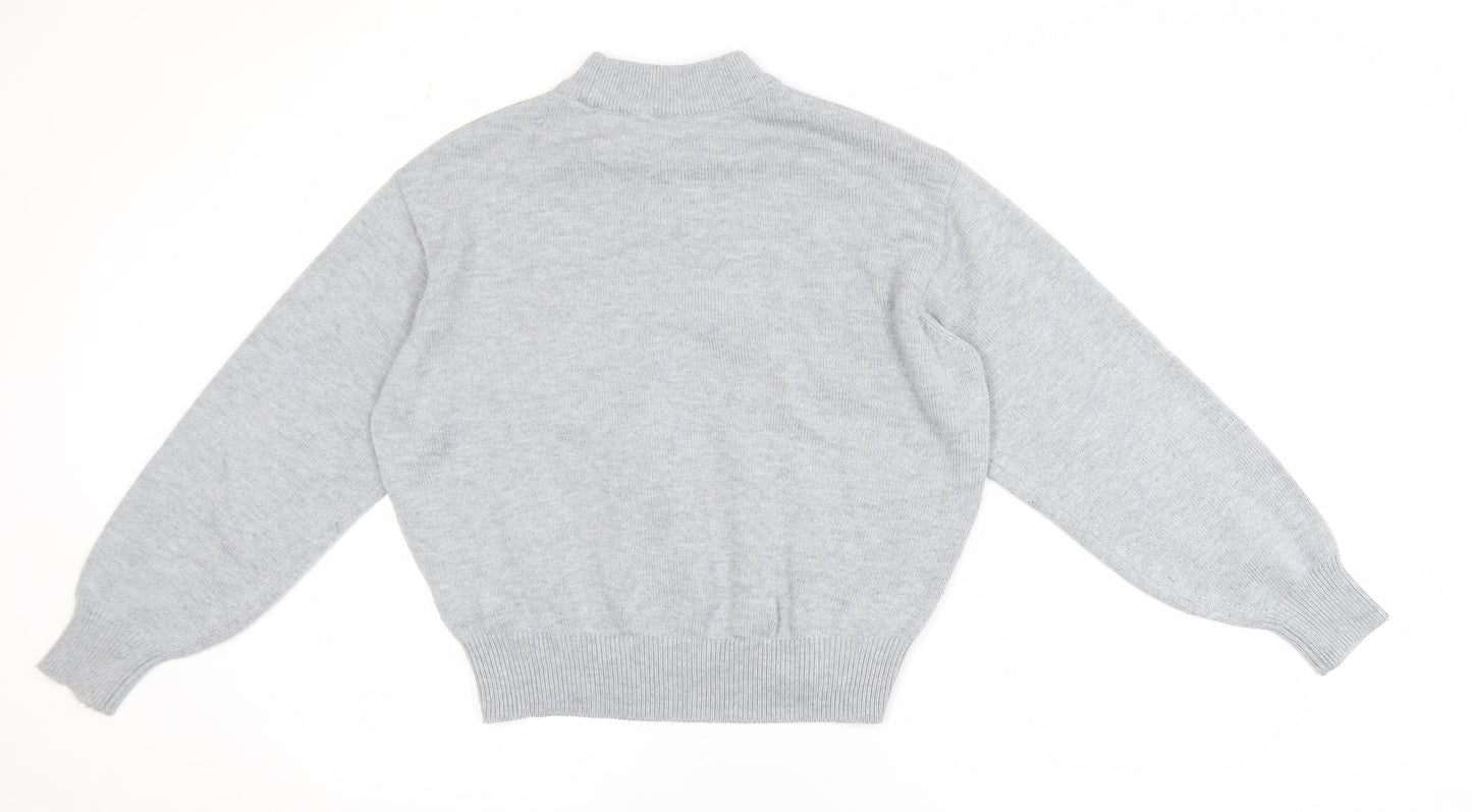 H&M Women’s Grey Mock Neck Long Sleeve Wool Blend Pullover Jumper XS