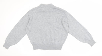 H&M Women’s Grey Mock Neck Long Sleeve Wool Blend Pullover Jumper XS