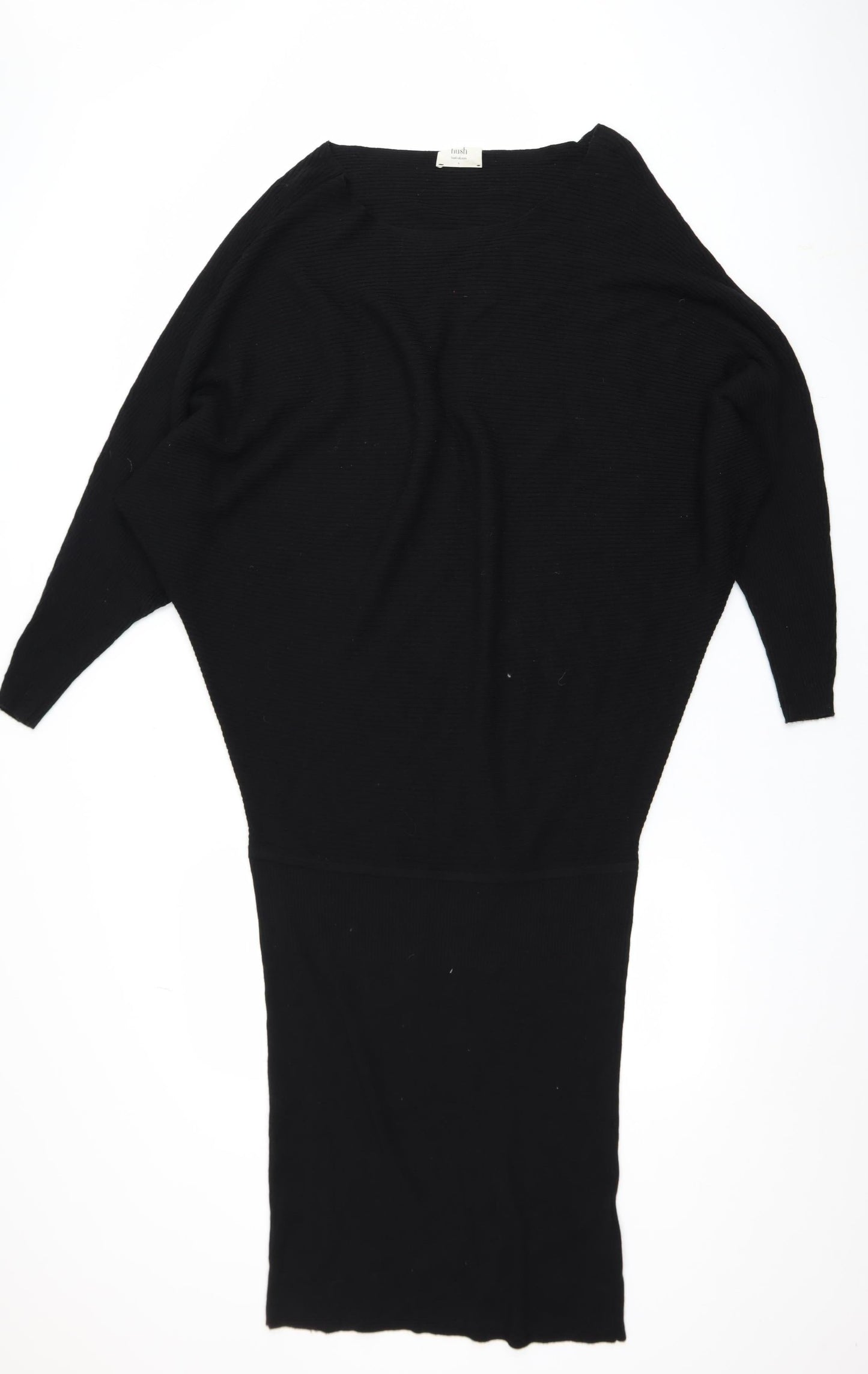 Hush Women Black Size L Knit Bodycon Dress 3/4 Sleeve
