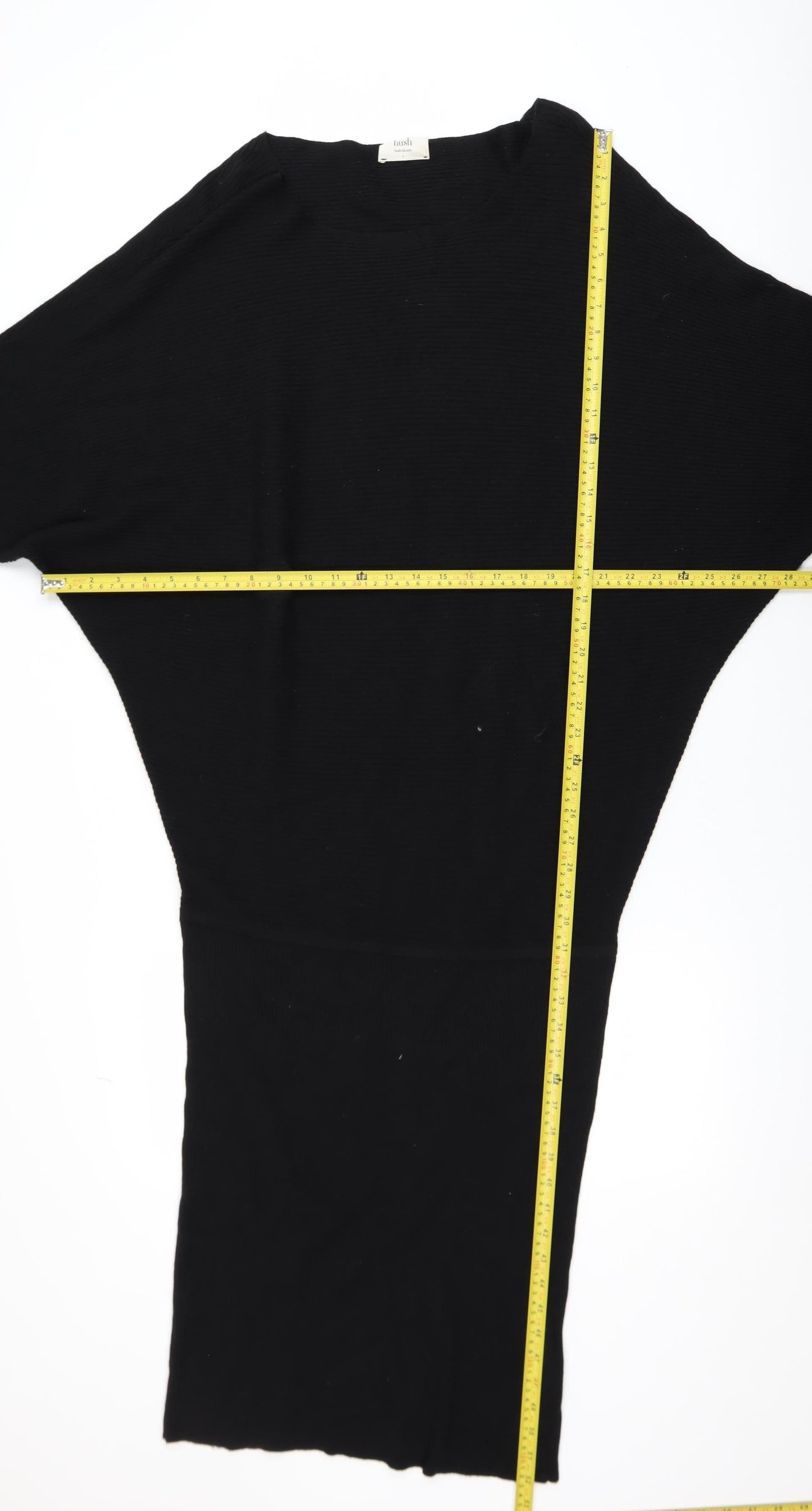 Hush Women Black Size L Knit Bodycon Dress 3/4 Sleeve