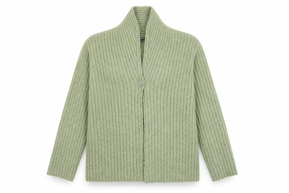 Dash Women’s Green Ribbed Knit Long Sleeve Cardigan Size 16